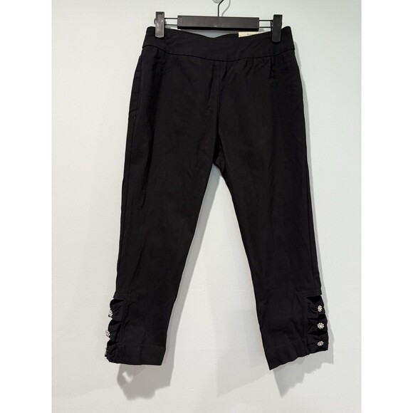 NEW Soft Surroundings Pant PXS Black Straight Capri Stretch Gems Tummy Smoothing - Picture 1 of 7